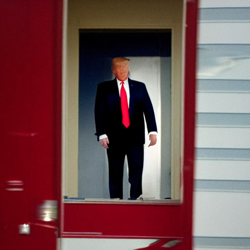 Color Photograph Of Donald Trump Escaping From His Human Ski...