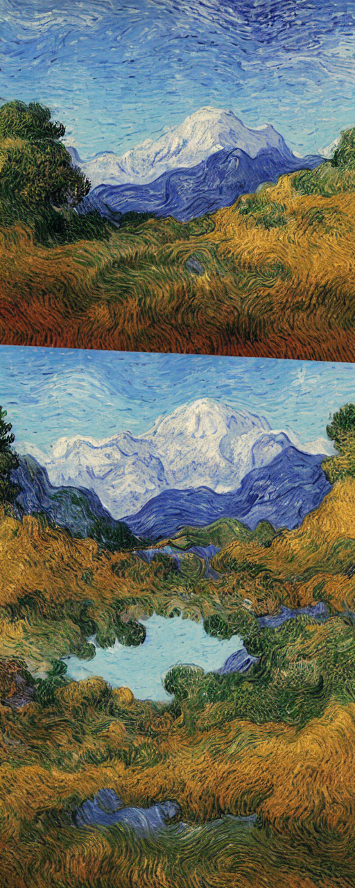 A Digital Painting Of A Mountain Range With A Lake In The Fo...