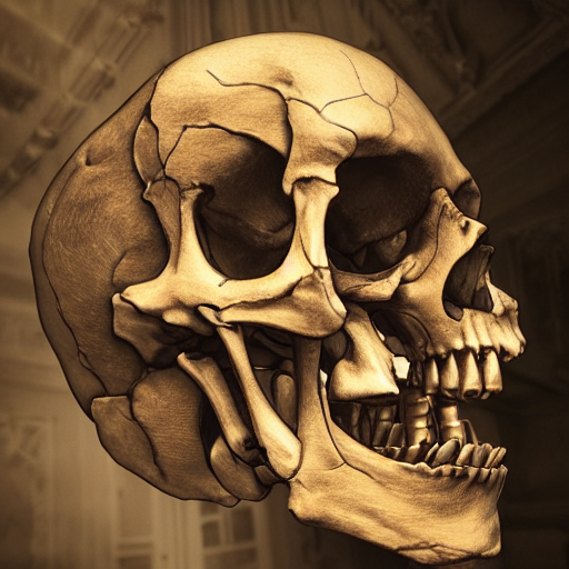 A Human Skeleton, 3 - Dimensional, Moody Lighting, Insanely...