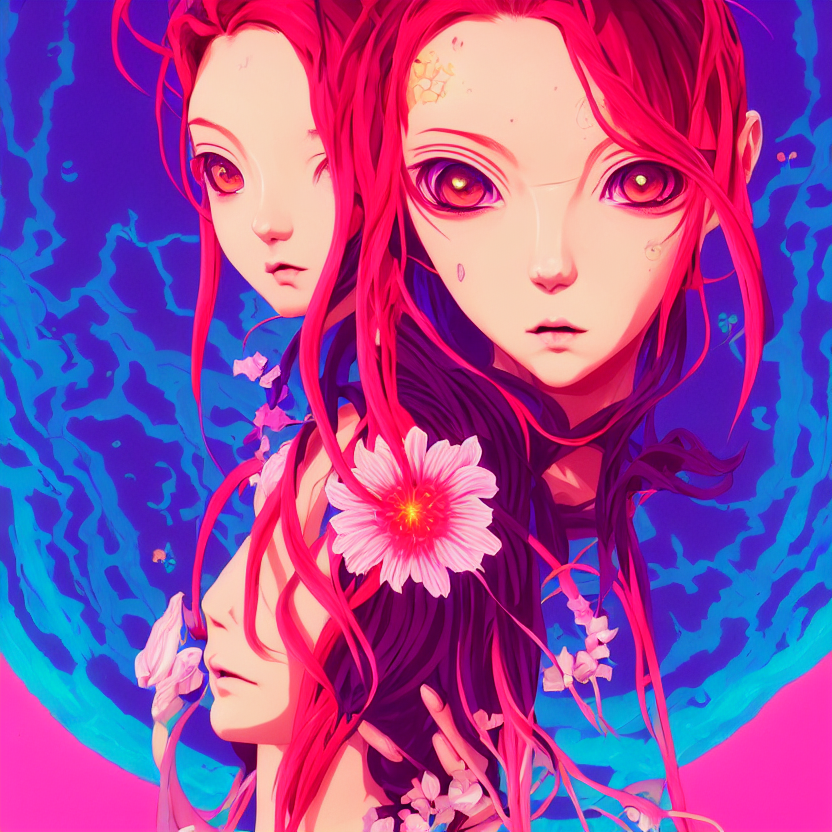 Symmetrical Side Portrait Of A Cute Modern Gothic Anime Girl... — Stable Diffusion AI Prompt: symmetrical side portrait of a cute modern gothic anime girl with synthwave flow...