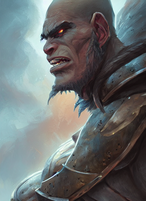 Lanky Half - Orc, Warrior, Art By Artgerm And Greg Rutkowski...