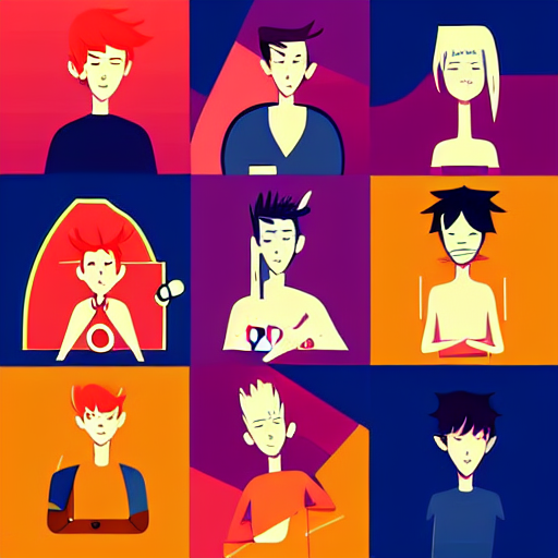 2 D Character Design, Music Group, Vector Art, Digital Art,... — Stable Diffusion AI Prompt: 2 d character design, music group, vector art, digital art, portrait, 4 k, 8 k,...