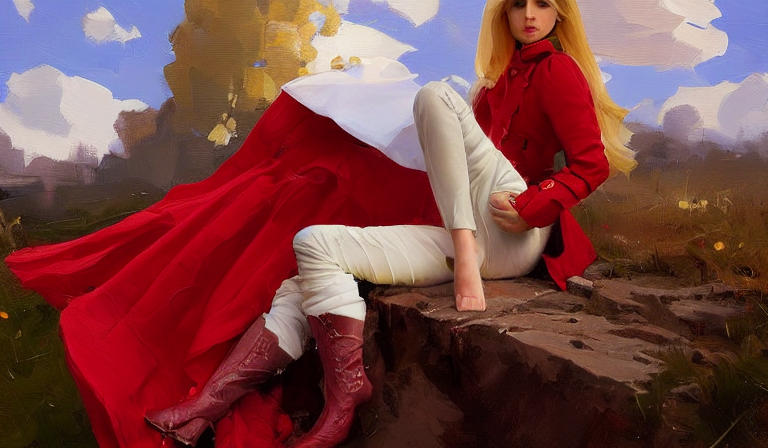 Cloth, Red Fabric Coat, Jodhpurs High White Lether Boots And...