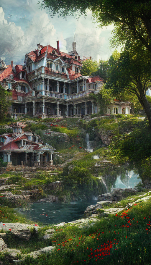 A Beautiful Ultradetailed Render Of Mansion Nature By Denis...