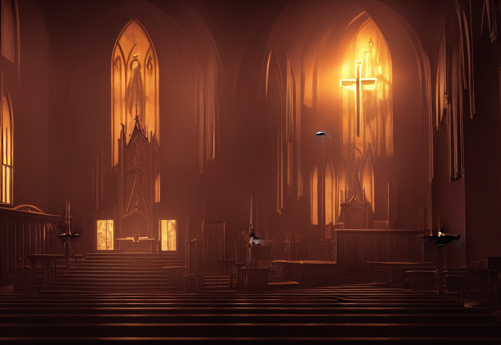 Church Of Satan In Los Angeles, Photorealistic Rendering, Co...