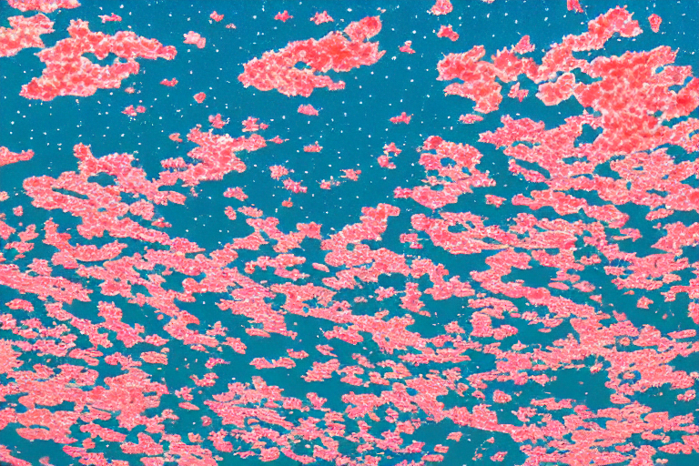 A Sky Stream Of Penguins In A Sea Of Cherry Petals. Starry E...