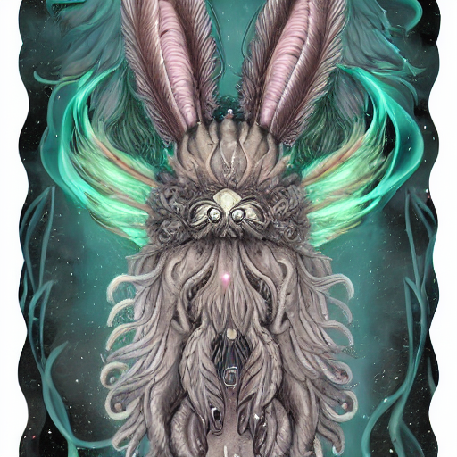 Cosmic Horror Cute Fluffy Grey Tabby Cthulhu And Tan Lop Ear...