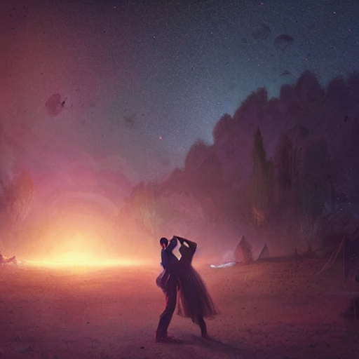 Two People Dancing The Night Away,  Under The Stars , While...
