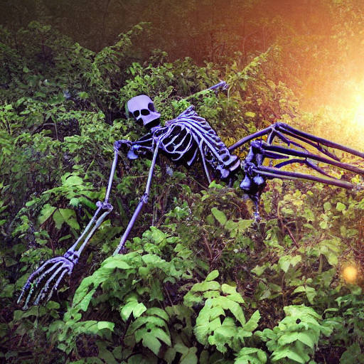 A Rusty Mechanical Robotic Human Skeleton Buried In A Pile O...