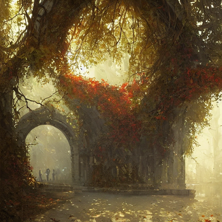 Leaf Arch, Intricate Oil Painting By Greg Rutkowski, Trendin... — Stable Diffusion AI Prompt: leaf arch, intricate oil painting by greg rutkowski, trending on artstation