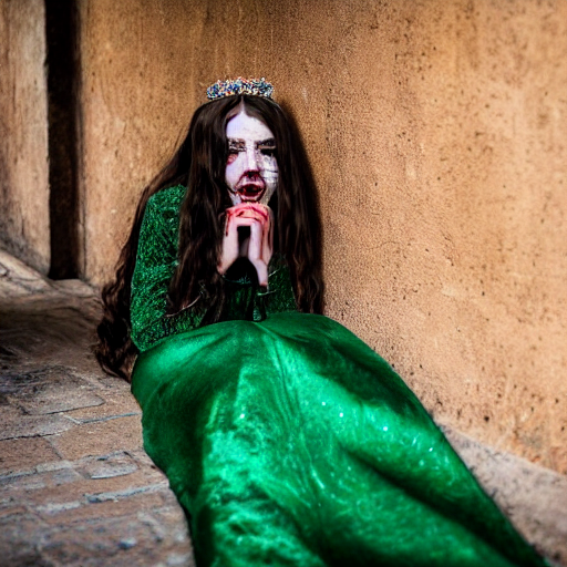 Close Up Of A Terrified Beautiful Frightened Young Woman Wit...