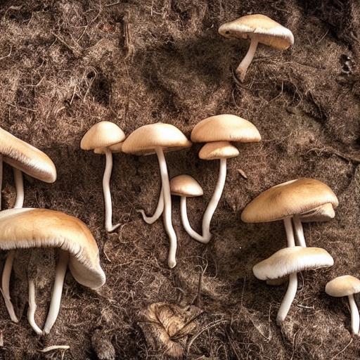 Mushrooms Growing From A Brain In The Forest