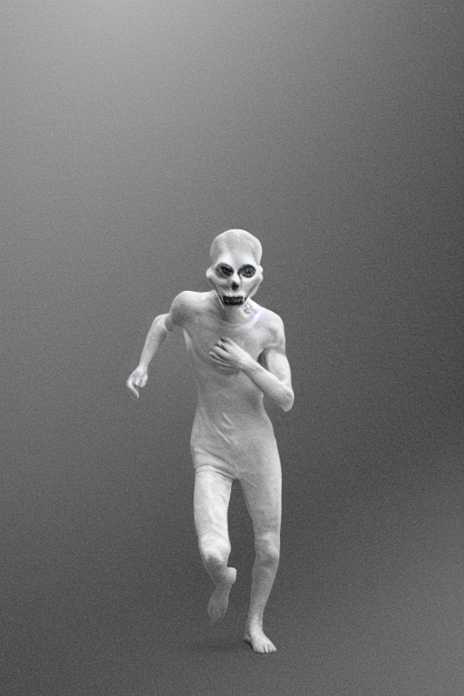 Film Flash Photography Of A Pale Humanoid Running Towards Th...