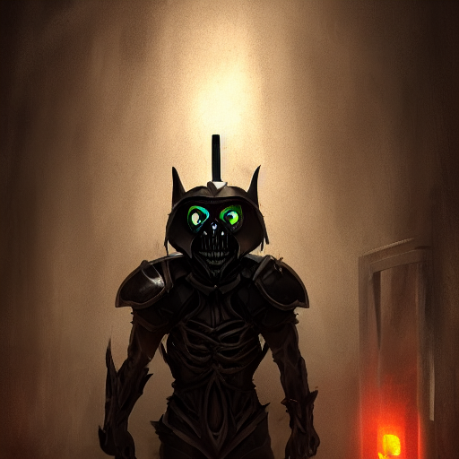 Horrific Anthropomorphic Pitch Black Muscular Creature With...