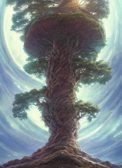 Tree Spiraling Into The Infinite Sky, Worldtree, Yggdrasil,...