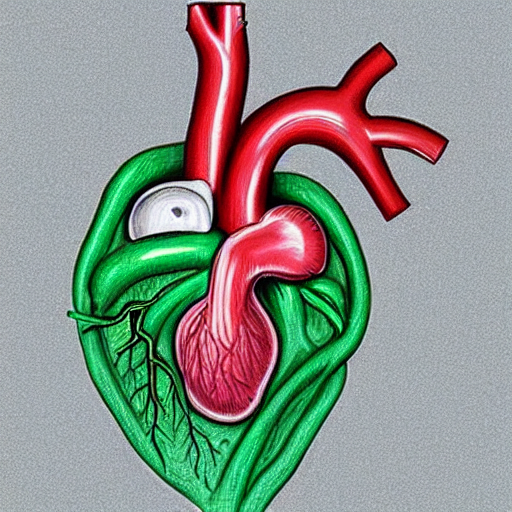 An Anatomically Correct Human Heart Growing Green Plant Tend...