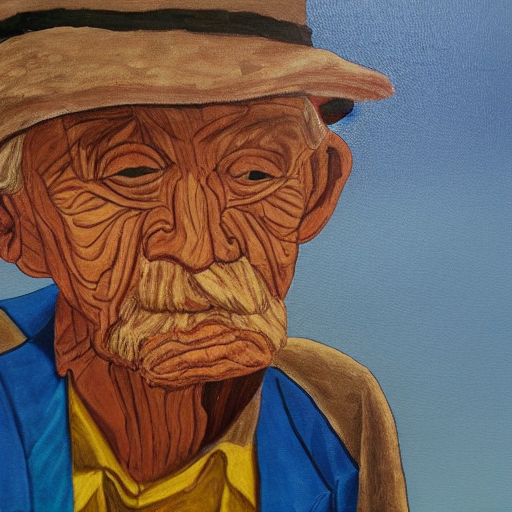 Painting Of An Old Man, Appalachian Folk Art, Detailed, Awar...