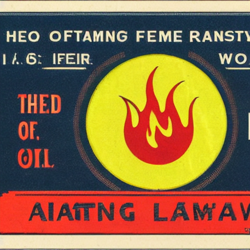 Vintage Fire Flame Warning Label — Stable Diffusion AI Prompt: vintage fire flame warning label