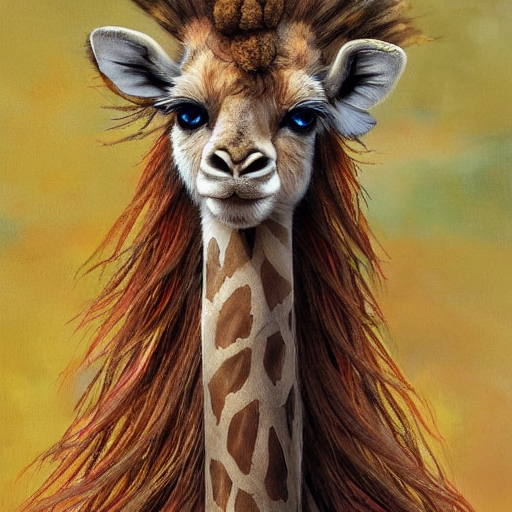 Cute Fluffy Baby Giraffe Rabbit Lion Llama Hybrid Mixed Crea...