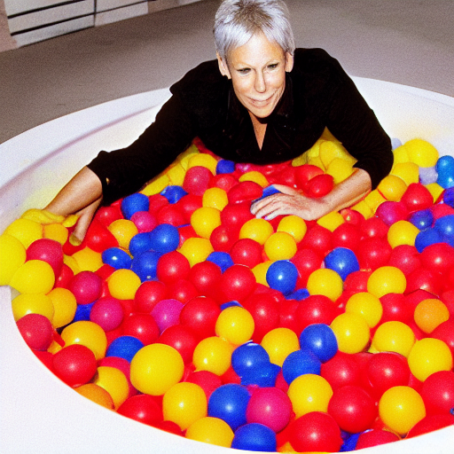 Jamie Lee Curtis Playing In The Mcdonalds Ball Pit