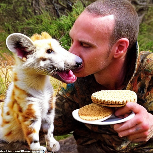 A Weasel Serving Graham Crackers To A Fluffy African Wild  P...