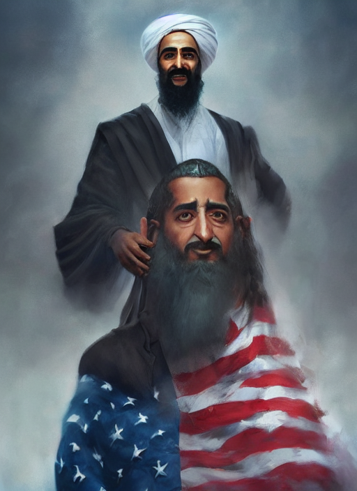 Combination Of Osama Bin Laden And Barrack Obama, Portrait,...