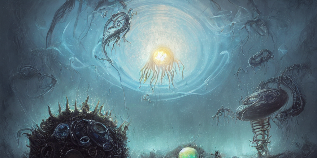 Concept Art Of Giant Translucent Glowing Jellyfishes, Lovecr...