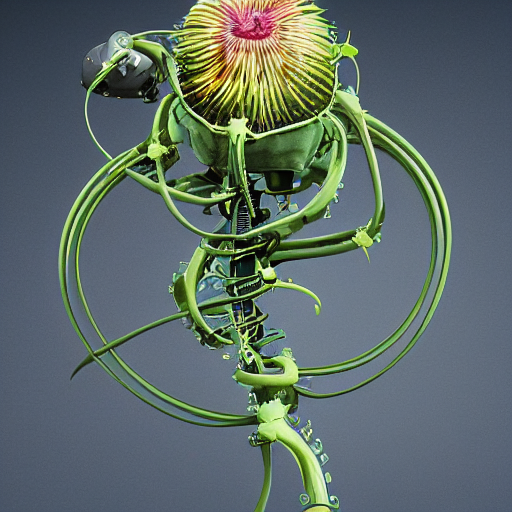A Biomechanical Passion Fruit Flower, Cybertronic, Retrofutu...