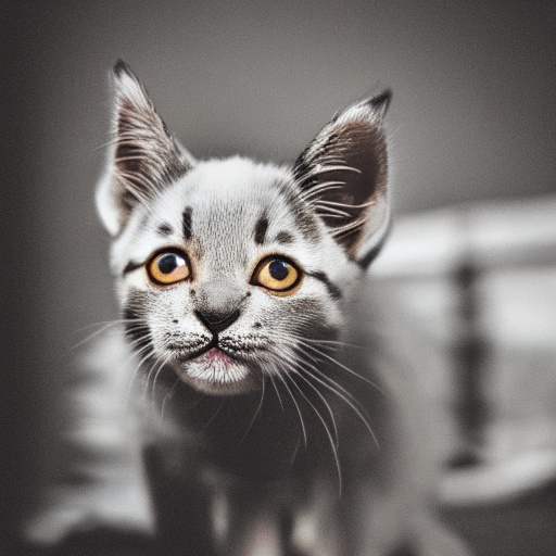 A Kitten With Two Little Goat Horns On His Head, Photo Taken...