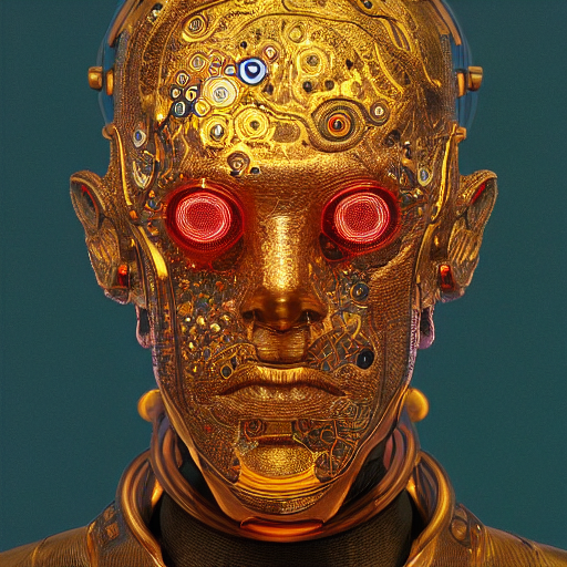 Photo Of A Beautiful Male Cyberpunk Cyborg, Head Is Connecte...