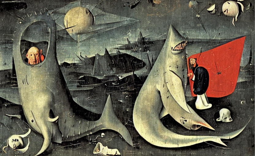 Oil Painting By Hieronymous Bosch Of Watson And The Shark.