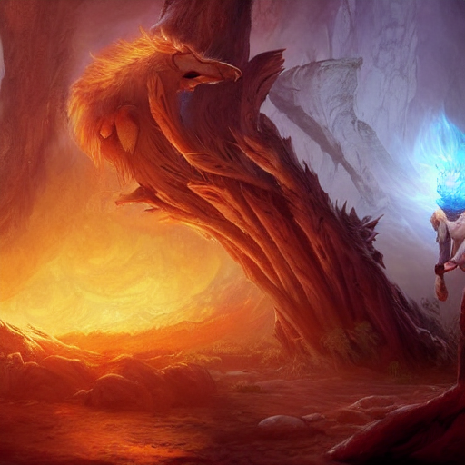 Giant White Wolf In A Vortex Of Flame, 8 K Resolution Matte...