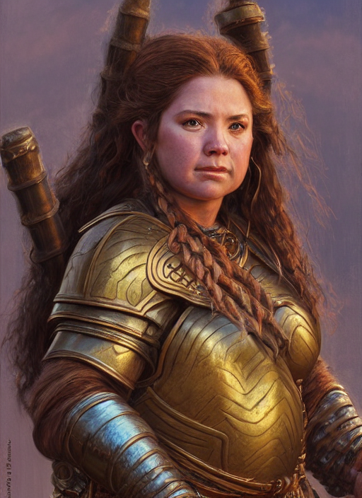 Portrait, Female Dwarf Warrior, Heavy Bronze Breastplate, In...