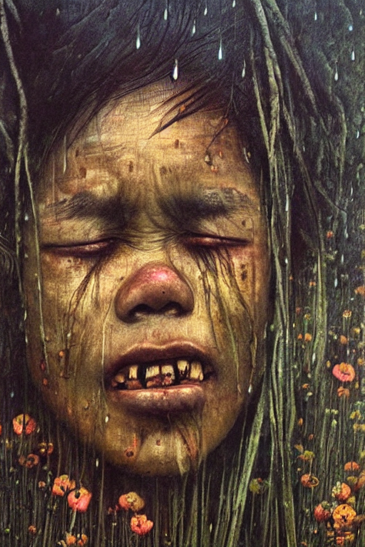 Hyperrealistic Portrait Of A Crying Philippine Character In...