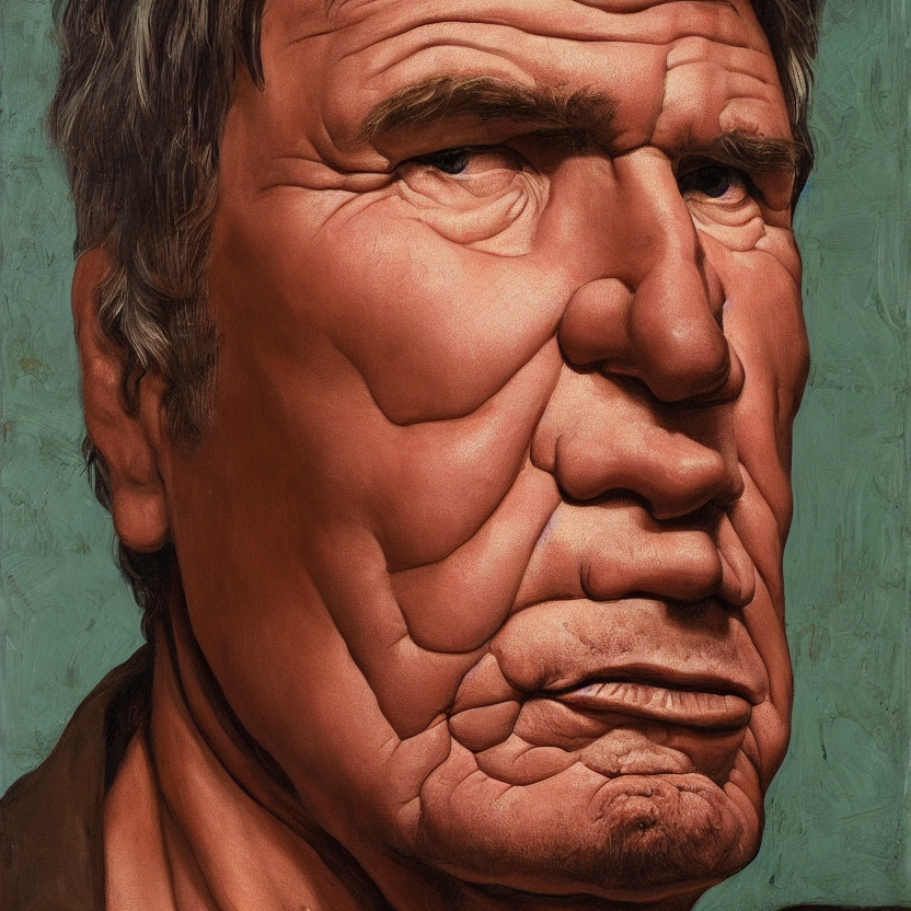 Harrison Ford By Kehinde Wiley And Rembrandt 5. Photorealis...