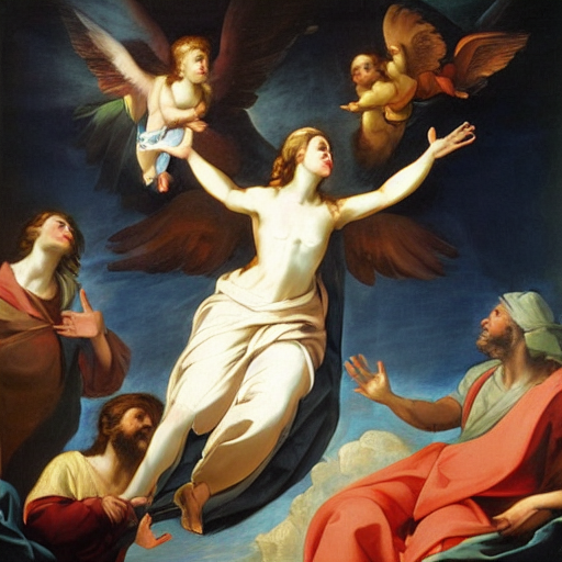 A Soprano, Marian Oil Painting Shows The Ascension Of Jesus,...