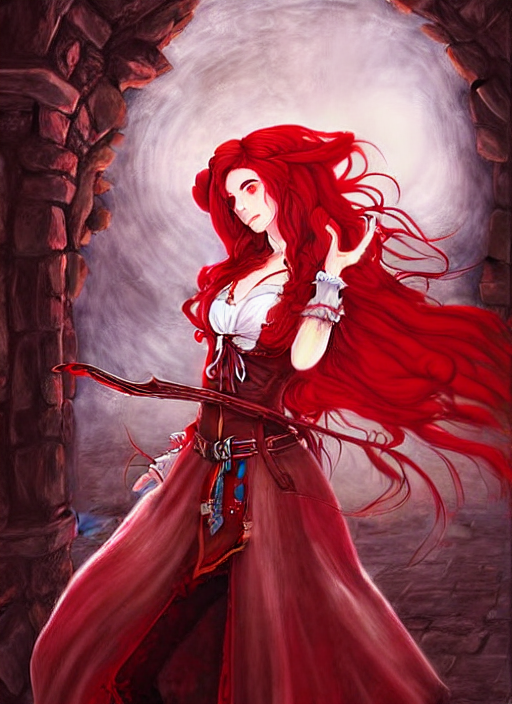 A Decal Of Girl Bard In Red Dress, Fantasy, Dungeons And Dra...