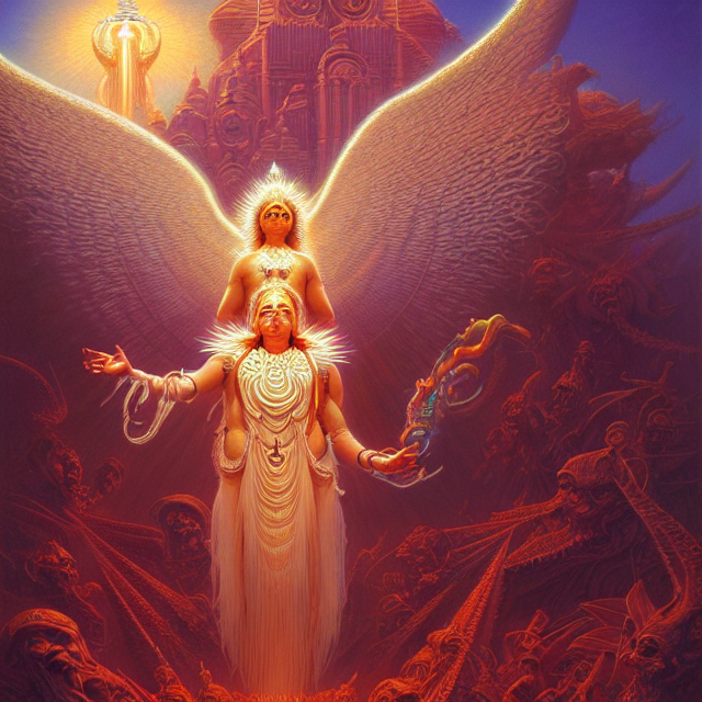 Ethereal Glowing White Hindu Angel Dmt Deity, Tribal Repeati...