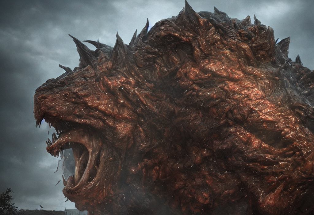 Vfx Color Film Closeup, Huge Behemoth Monster Creature Beast...