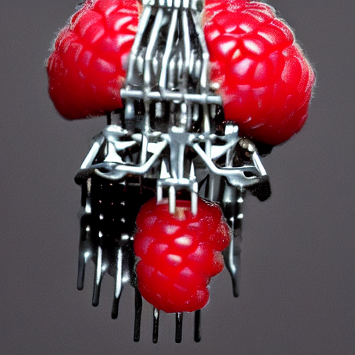 A Raspberry Made Of Metal, Cybernetic, Mechanical, Shiny