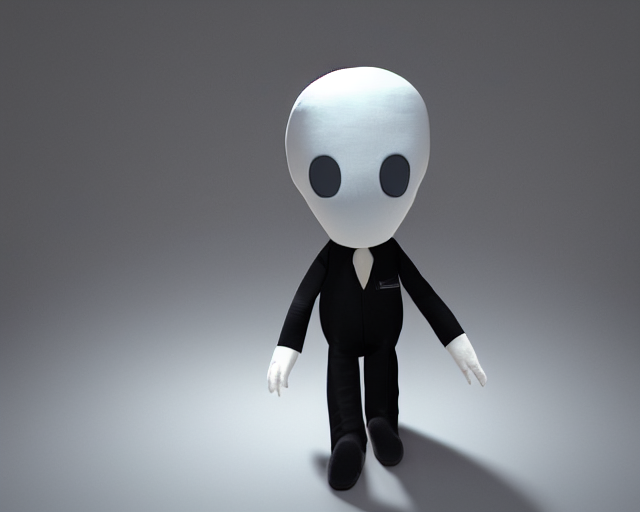 Very Cute Slenderman Plushie, Cinematic Composition, Volumet... — Stable Diffusion AI Prompt: very cute slenderman plushie, cinematic composition, volumetric lighting, pbr hb...