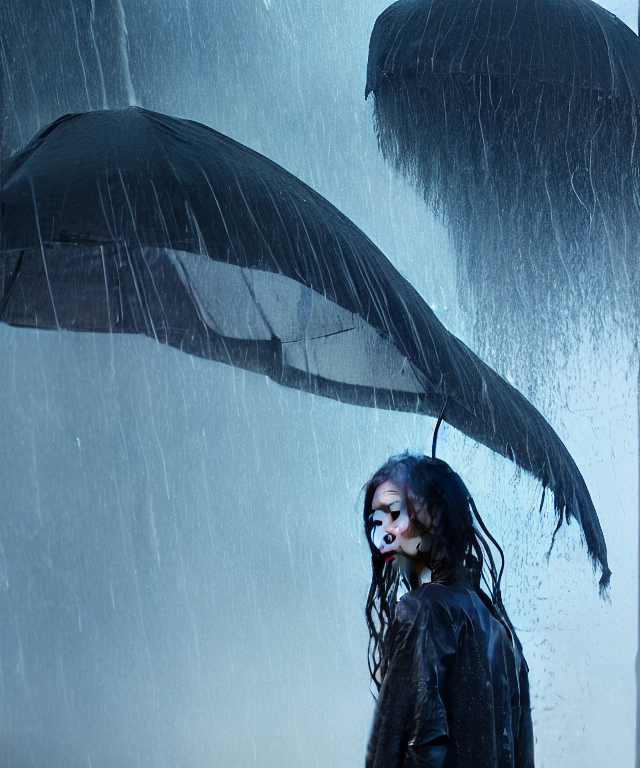 Hyperrealism, Night Background Rain, 3 4 Profile Portrait O...