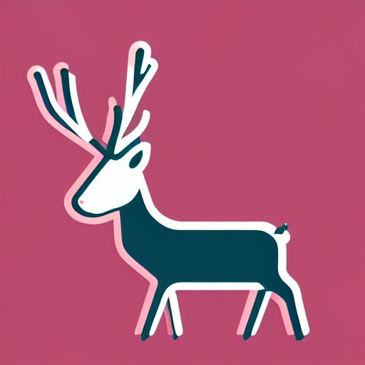 Minimalist Logo Icon For A Reindeer Playing A Keytar, Victo...