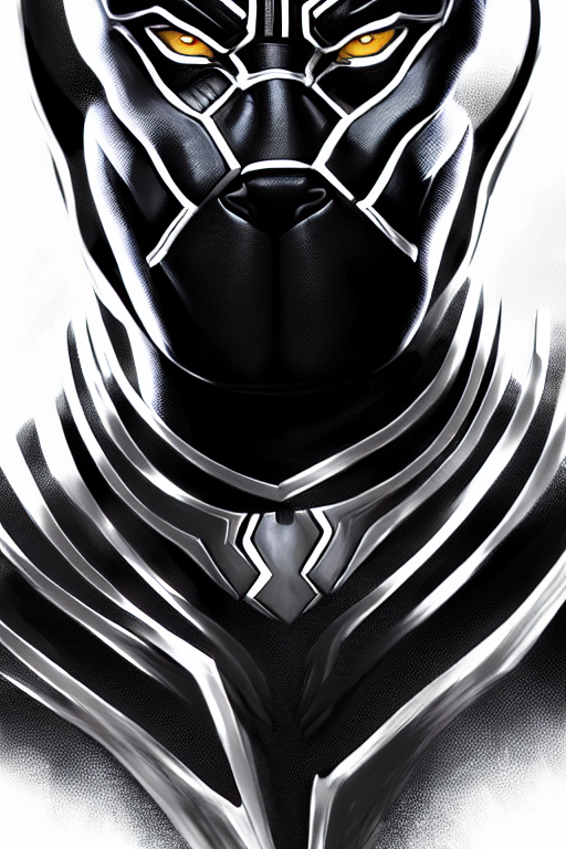 Portrait Of Black Panther From Marvel Comics, Highly Detaile...