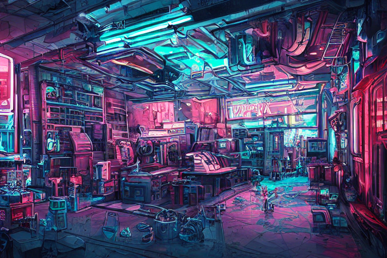 Photo Cartoon Illustration Painting Of Small Sci - Fi Machin...