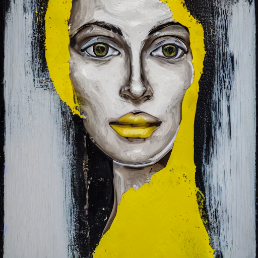 A Photo Of White Paint Mixed With Thick Yellow Paint On An A...