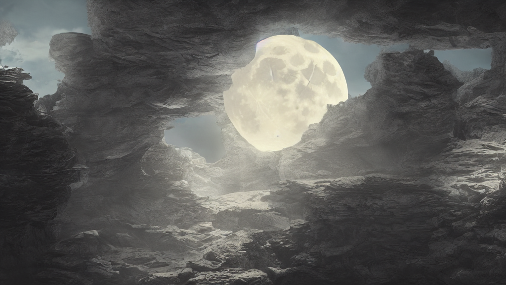 A Large Moon Canyon, Concept Art, Digital Illustration, Cine...