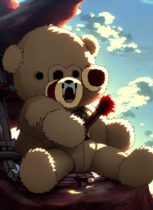 8 K Made In Abyss Chubby, Teddy Bear, Wearing Military Unifo...