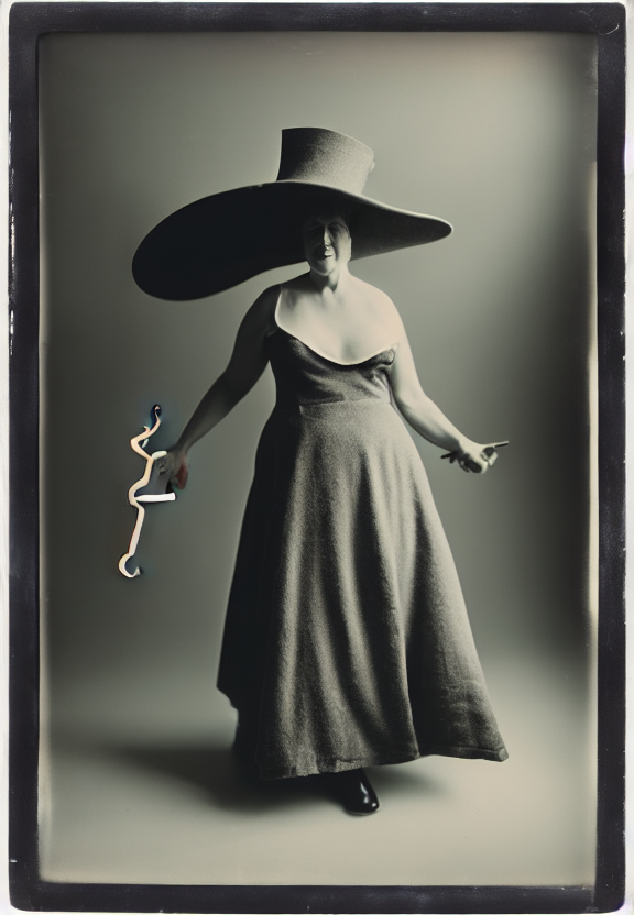Mistic Silhouette Of A Woman In Big Hat A Full - Length Made...