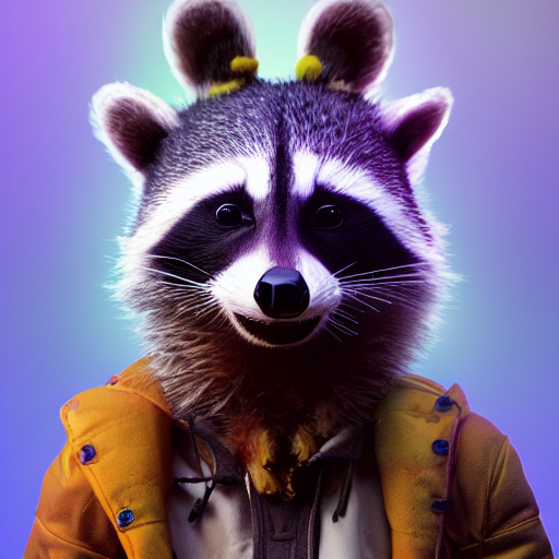 Anthropomorphic Racoon Animal, Dressed As A Rave Dancer, Par...